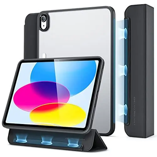 Produktbild: ESR Hülle für iPad 10 Generation hülle 2022, iPad 10 Case, abnehmbare magnetische Abdeckung, robuste Rückschale, dünn und leicht, Ascend-Serie, Schwarz