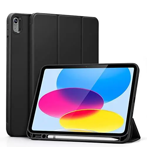 Produktbild: ESR Hülle kompatibel mit iPad 10 Generation 2022 mit Stifthalter, Dual-Winkel Ständer, automatische Ruhe-/Wachfunktion, Schwarz