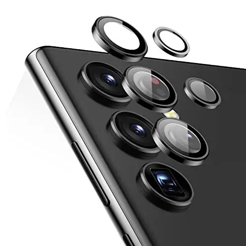 Produktbild: ESR Kamera Schutzfolie kompatibel mit Samsung Galaxy S22 Ultra Kamera Schutzfolie 2022, Kratzfestes dünnes gehärtetes Glas mit Aluminiumrand, 5 Stück, schwarz
