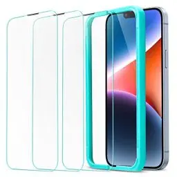 Produktbild: ESR für iPhone 16e/iPhone 14/13/13 Pro für Panzerglas, Displayschutzfolie 3 Stück, gehärtete Glasfolie mit einfachem Befestigungswerkzeug, 9H Härte, Vollbildschirm Schutzfolie, HD klar, kratzfest