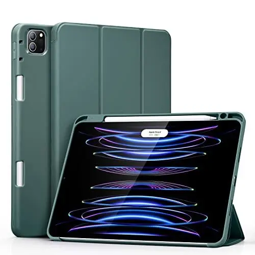 Produktbild: ESR Stift Hülle für iPad Pro 11 Hülle mit Stifthalter (2022/2021/2020/2018), iPad Pro 11 Case (4./3./2./1. Generation), Pencil 2 Unterstützung, Weiche TPU Rückschale, Rebound Serie, Waldgrün