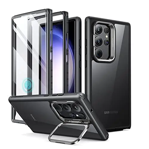Produktbild: ESR für Samsung Galaxy S23 Ultra Hülle, Handyhülle, integrierter Kamera-Ringständer, Shock Armor Ständer Hülle, 1 Schutzfolien and 1 Rahmen, Klares Schwarz