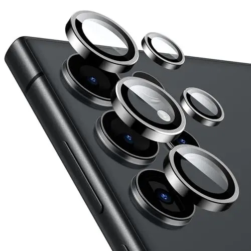 Produktbild: ESR für Samsung Galaxy S24 Ultra Kameraschutz, individuelle Linsenschutzfolien, kratzfestes, ultradünnes gehärtetes Glas mit Aluminiumkante, Galaxy S24 Ultra Hüllenfreundlich, 1 Set, Schwarz