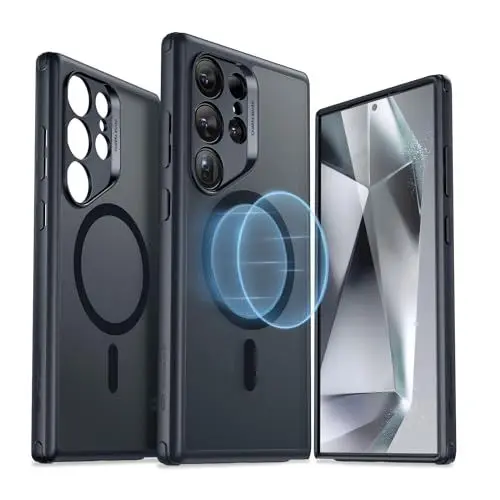 Produktbild: ESR für Samsung S24 Ultra Hülle, kompatibel mit MagSafe, magnetische Hülle für Samsung Galaxy S24 Ultra, Militärnorm Schutz, vergilbungsbeständig, Classic Serie, Mattschwarz