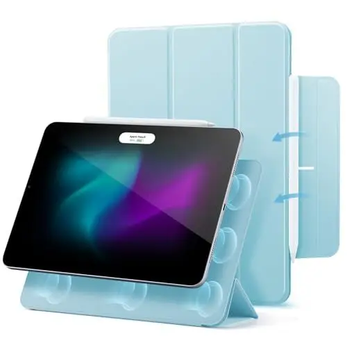Produktbild: ESR für iPad Air 11 Zoll 2025 Hülle M3/M2, iPad Air 7/6/5/4 Hülle (2024/2022/2020) Starke Magnetbefestigung, Trifold Ständerhülle, unterstützt Pencil Pro/USB-C, automatisches Ruhen/Wecken, Hellblau