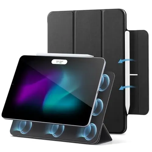 Produktbild: ESR für iPad Air 11 Zoll 2025 Hülle M3/M2, iPad Air 7/6/5/4 Hülle (2024/2022/2020) Starke Magnetbefestigung, Trifold Ständerhülle, unterstützt Pencil Pro/USB-C, automatisches Ruhen/Wecken, Schwarz