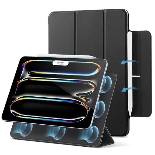 Produktbild: ESR für iPad Pro 11 Zoll Hülle M4 (2024), Magnetbefestigung, dünne dreifach Faltbare Standhülle, unterstützt Pencil Pro/USB-C, automatisches Ruhen/Wecken, langlebiger Schutz, Rebound-Serie, Schwarz