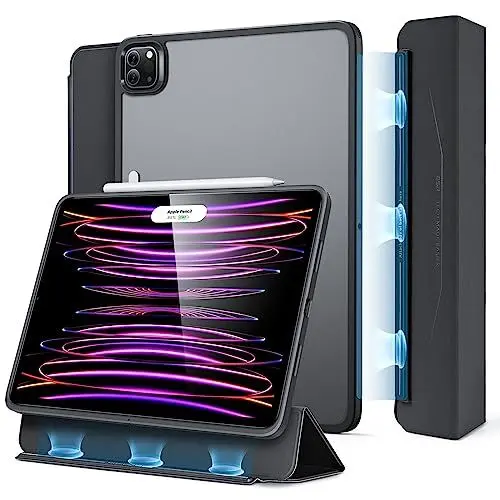 Produktbild: ESR für iPad Pro 12.9 Hülle (2022/2021), iPad Pro 12.9 Case (6./5. Generation), 12,9 Zoll, Abnehmbare magnetische Abdeckung, Robuste Rückschale, Pencil 2 kabelloses Aufladen, Mattschwarz