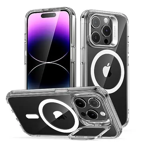 Produktbild: ESR für iPhone 14 Pro Hülle, kompatible mit MagSafe Handyhülle mit kameraschutz, Classic Ständer Hülle HaloLock, Militärnorm Schutz, integrierter Kamera Ringständer, Kratzfeste Rückseite Case, Klar