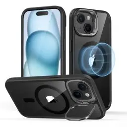 Produktbild: ESR für iPhone 15 Hülle Kompatibel mit MagSafe, Zertifizierte Militärschutz Handyhülle iPhone 15 Case, Integrierter Versteck Ständer Handyhülle, Kratzfeste Rückseite Schutzhülle, Klares Schwarz