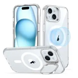 Produktbild: ESR für iPhone 15 Hülle Kompatibel mit MagSafe, Zertifizierte Militärschutz Handyhülle iPhone 15 Case, Integrierter Versteck Ständer Handyhülle, Kratzfeste Rückseite Schutzhülle, Klar
