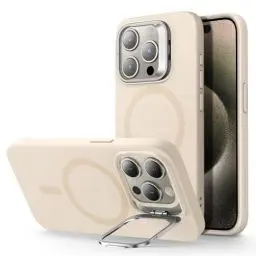 Produktbild: ESR für iPhone 15 Pro Hülle, Kompatibel mit MagSafe Silikon hülle mit Ständer, Militärnorm Schutz, integrierter Kameraständer, magnetisches Handy Case für iPhone 15, Cloud-Serie, Beige