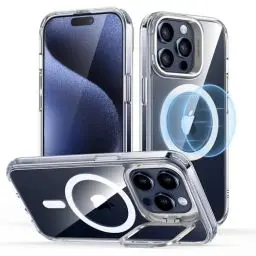 Produktbild: ESR für iPhone 15 Pro Max Hülle MagSafe Kompatibel, Zertifizierte Militärschutz Handyhülle iPhone 15 Pro Max Case, Integrierter Versteck Ständer Handy Case, Kratzfeste Rückseite Schutzhülle, Klar