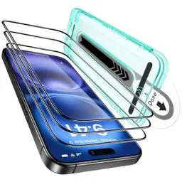 Produktbild: ESR für iPhone 16 Plus/iPhone 15 Plus für Panzerglas, Displayschutzfolie 3 Stück, gehärtete Glasfolie einfachem Befestigungswerkzeug, 9H Härte, Militärgrad bruchsicher, volle Abdeckung, HD klar