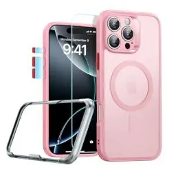 Produktbild: ESR für iPhone 16 Pro Hülle (4 in 1) Set,Transparente Matte Hülle mit Displayschutzfolie, Kompatibel mit MagSafe, Militärnorm Schutz, Classic Serie, Mattiertes Rosa