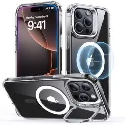 Produktbild: ESR für iPhone 16 Pro Max Hülle Kompatibel mit MagSafe (Robust Ständer) Zertifizierte Militärschutz Handyhülle iPhone 16 Pro Max Versteck Ständer Case, Stoßfest Kratzfest Schutzhülle, Klar