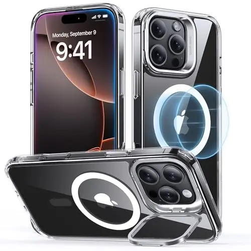 Produktbild: ESR für iPhone 16 Pro Max Hülle Kompatibel mit MagSafe (Robust Ständer) Zertifizierte Militärschutz Handyhülle iPhone 16 Pro Max Versteck Ständer Case, Stoßfest Kratzfest Schutzhülle, Klar