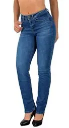 Produktbild: ESRA Damen Jeans Hose High Waist Jeans Damen Straight Leg Hose bis Übergröße G300