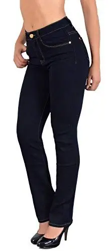 Produktbild: ESRA Straight Leg Jeans Damen High Waist Hose Stretch Jeans Damen bis Übergröße G400