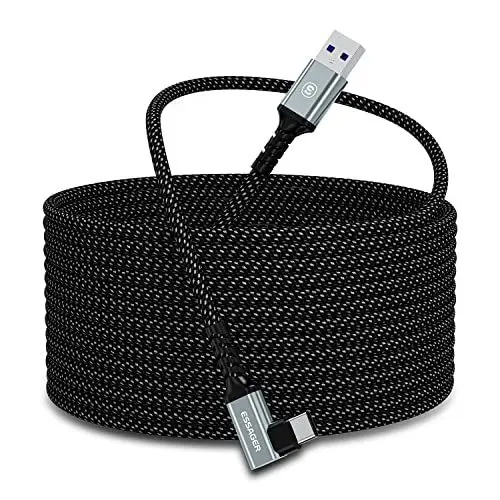 Produktbild: ESSAGER Link Kabel 5M USB 3.2 Gen1 Kompatibel Mit Meta/Oculus Quest 2 Zubehör und PC/Steam VR, Schnelle Datenübertragung, USB C Kabel für VR Headset und Gaming PC