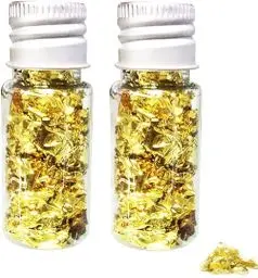 Produktbild: SovZovy Essbare Blattgoldblätter, Blattgold Flocken Multifunktions-Dekorfolienpapier Goldfolie Papier Dekorfolie Papier Küche Mousse Kuchen Backen Gebäck Kunsthandwerk Decor (2 Flaschen)