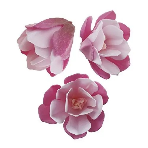 Produktbild: Essbare Magnolien aus Oblate, 6er Pack, ca. 7cm groß, pink-weiß, Tortendeko Blumen Deko Blüten