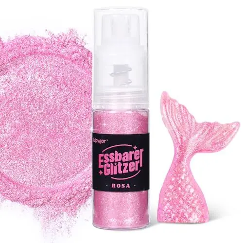 Produktbild: Essbarer Glitzer - 10g, Rosa Glitzer für Getränke Essbares Glitzerpulver, Lebensmittelfarbe Pulver Goldpulver, Metallisch Glitzerpuder Glitzerspray für Cocktails, Schokolade, Kuchen, Fondant