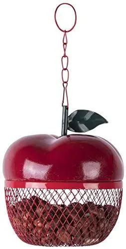 Produktbild: Esschert Design Apfel Futterhänger für Wildvögel, aus Metall, Ø 12,6 x 14,5 cm, mit Aufhänge-Öse, attraktive Gartendekoration