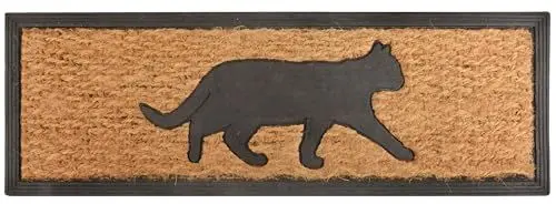 Produktbild: Esschert Design RB170 Katze Tür-/Stufenfußmatte, Kokosfaser, Gummi, schwarz/braun, 75 x 25 x 0.9 cm