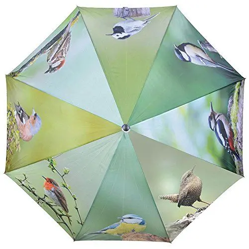 Produktbild: Esschert Design Regenschirm Vögel aus Polyester, Metall und Holz, 120,0 x 120,0 x 95,0 cm