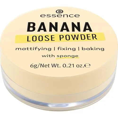 Produktbild: essence BANANA LOOSE POWDER, Gelb, mattierend, fixierend, farbkorrigierend, transluzent, matt, vegan, ölfrei, ohne Parfüm, ohne Alkohol, 1er Pack (6g)