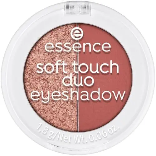 Produktbild: essence soft touch duo eyeshadow, Lidschatten, Nr. 01, Braun, 2 Braun-Töne, langanhaltend, sofortiges Ergebnis, vegan, ohne Mikroplastikpartikel, Nanopartikel frei, ohne Parfüm, 1er Pack (1.8g)