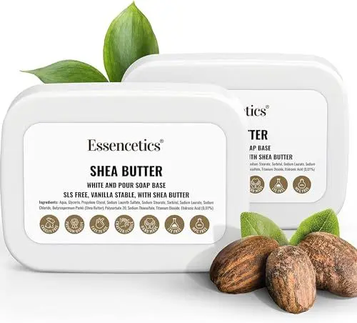 Produktbild: Essencetics 1kg BIO Sheabutter Seifenbasis zur Seifenherstellung - SLES Frei - Glycerinseife Rohseife zum Seifengießen - Seife Selber Machen mit Seifenblock - Melt and Pour Soap Base