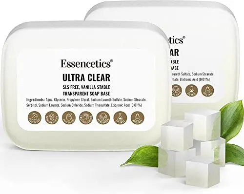 Produktbild: Essencetics 1kg BIO Transparent Glycerin Seifenbasis zur Seifenherstellung - SLS Frei - Glycerinseife Rohseife zum Seifengießen - Seife Selber Machen mit Klar Seifenblock - Melt and Pour Soap Base