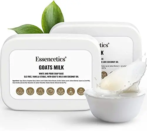 Produktbild: Essencetics 1kg BIO Ziegenmilch Seifenbasis zur Seifenherstellung - SLS & SLES Frei - Glycerinseife Rohseife zum Seifengießen - Seife Selber Machen mit Seifenblock - Melt and Pour Soap Base