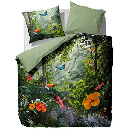 Produktbild: ESSENZA Baumwolle Satin Wendebettwäsche Gabriel Green Urwald Dschungel Digitaldruck, Größe:135 cm x 200 cm