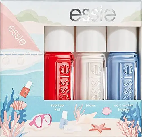 Produktbild: Essie Under the Sea Nagellack-Set, 3 Mini-Nagellacke, glänzend, langanhaltend, Farbtöne: Under the Sea