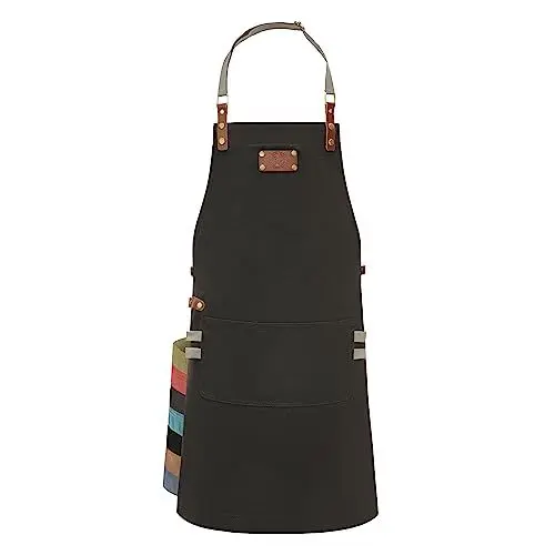 Produktbild: Ess-Nische® Kochschürze Grillschürze für Männer und Frauen - Küchenschürze für Herren - Ideal als Geschenk für Männer, Oma oder Opa - Denim Schürze Damen extra lang - anthrazit
