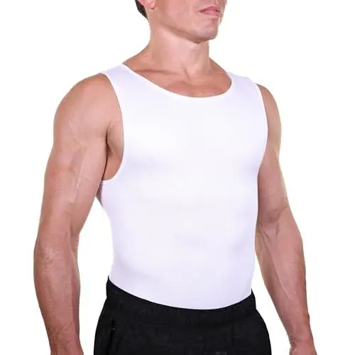 Produktbild: Esteem Apparel Herren Kompressionshemd Weste Figurformender Body Shaper Nahtlose Unterhemden Shapewear Workout Tanktops (Weiß, Medium)