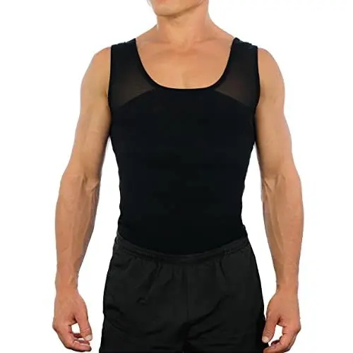 Produktbild: Esteem Apparel Original Herren Brustkompressionshemd zum Verstecken von Gynäkomastie-Moobs (Schwarz, Mittel)