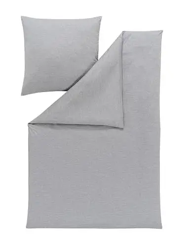Produktbild: ESTELLA Bettwäsche Takoma | Grau | 135x200 + 80x80 cm | bügelfreie Interlock-Jersey-Qualität | pflegeleicht und trocknerfest | ideale Vier-Jahreszeiten-Bettwäscheset | 100% Baumwolle