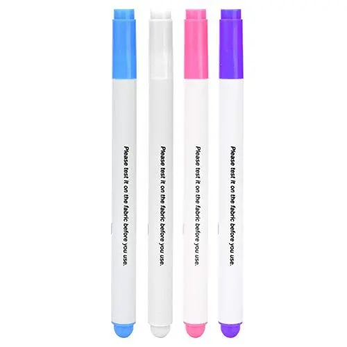 Produktbild: Estink Wasserlösliche Stifte, 4 Stück Wasserlösliche Stoffmarkierungsstifte, Markierungsstift mit Verschwindender Tinte für Lederhandwerk, Lila/Rosa/Himmelblau/Weiß