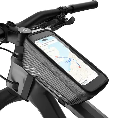 Produktbild: Estralia Fahrradtasche Rahmen, Fahrrad Lenkertasche, wasserdichte Fahrrad Rahmentasche, Vorne Lenker Fahrradtasche mit TPU-Touchscreen, Lenkertasche Fahrrad e Bike Geeignet für Handys unter 6.7 Zoll
