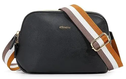 Produktbild: ESTRITH Crossbody Bag Damen mit breitem Schultergurt Handytasche zum Umhängen Leder, mit großer Kapazität und mehreren Fächern, Umhängetasche stylisch klein