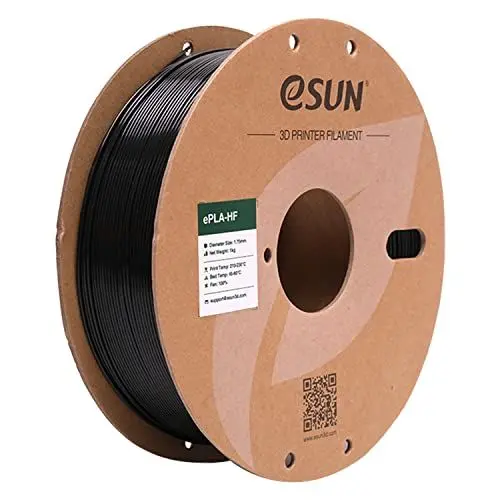 Produktbild: eSUN Hohe Geschwindigkeit PLA Filament 1.75mm, 3D Drucker Filament PLA-HS, Maßgenauigkeit +/- 0.03mm, 1KG Spule (2.2LBS) 3D Druck Filament für 3D Drucker, Schwarz
