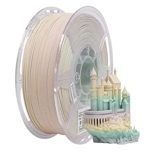 Produktbild: eSUN Matte Regenbogen PLA Filament 1.75mm, Matte Mehrfarbig 3D Drucker Filament, 1kg Spule (2.2 LBS) Farbverlauf änderndes Mehrfarbig Filament für 3D Drucker, Matte Regenbogen Mehrfarbig