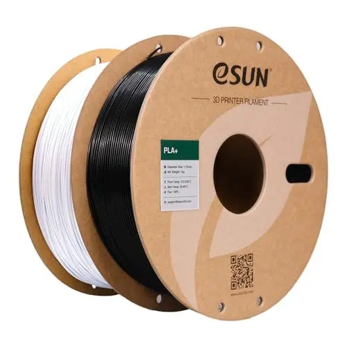 Produktbild: eSUN PLA+ Filament 1.75mm, 3D Drucker Filament PLA Plus, Maßgenauigkeit +/- 0.03mm, 1kg pro Spule, 2 Spulen 3D Druck Filament, Kaltes Weiß+Schwarz
