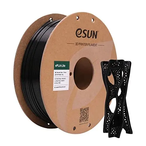 Produktbild: eSUN PLA Filament 1.75mm, Modifiziertes 3D Drucker Filament PLA, Maßgenauigkeit +/- 0.03mm, 1KG Spule (2.2 LBS) 3D Druck Filament für 3D Drucker (A-Schwarz, PLA Lite - 1KG)