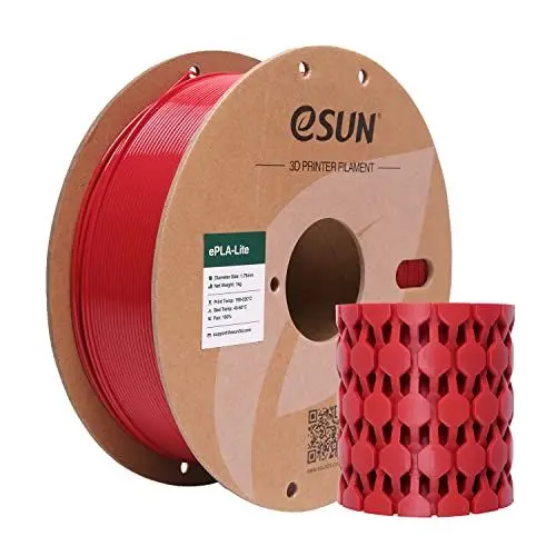 Produktbild: eSUN PLA Filament 1.75mm, Modifiziertes 3D Drucker Filament PLA, Maßgenauigkeit +/- 0.03mm, 1KG Spule (2.2 LBS) 3D Druck Filament für 3D Drucker (H-Feuerwehrauto Rot, PLA Lite - 1KG)