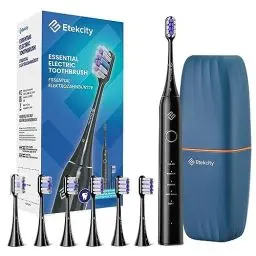 Produktbild: Etekcity Elektrische Schallzahnbürste, Deep Clean Modi, 6 Bürstenköpfe, schnelle Aufladung für 60 Tage&40000 VPM, Erwachsene und Kinder, 2 Min Smart Timer, 5 Modi & Reiseetui, Schwarz